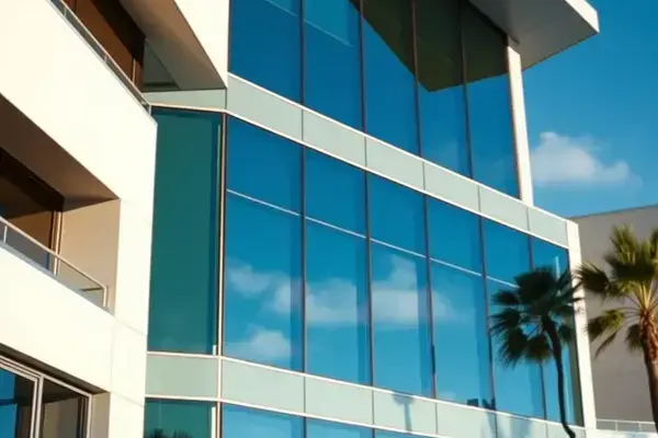 Commercial office building with clean glass facade